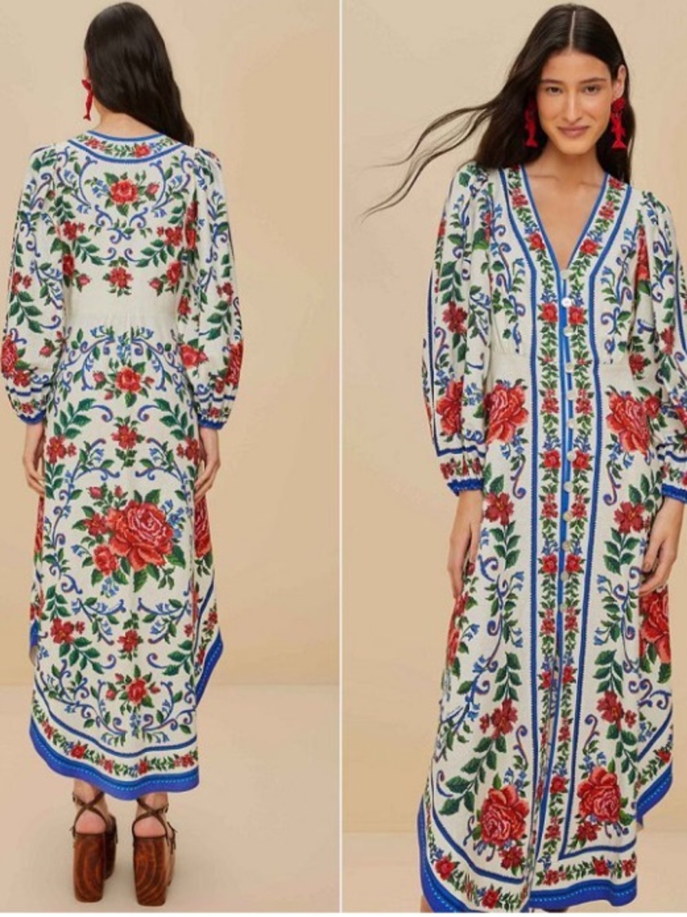 Off-White Flower Tapestry Lenzing™ Ecovero™ Euroflax™ Maxi Dress - Picture 2 of 3